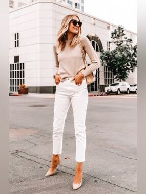 Everlane The Cheeky Denim- White Ankle Jeans